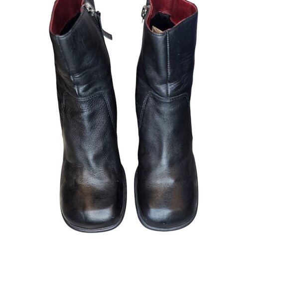 Retro 90s Y2K Black Boots Square Toe Chunky‎ Block Heel Sz 10 Tommy Hilfiger - Picture 4 of 12
